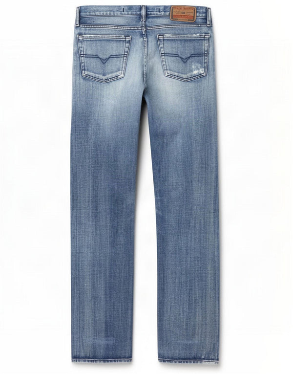 Diesel Jeans rectos desgastados para hombre W30 L34 Algodón azul