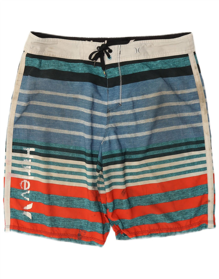 Hurley Bañador con gráfico para Hombre, tamaño Grande, poliéster a Rayas Multicolores
