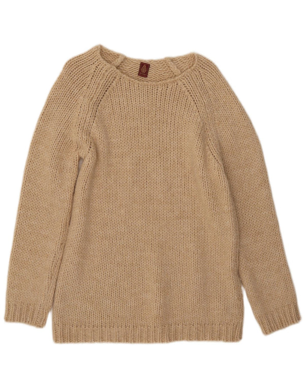 Dondup Suéter con Cuello Barco para Mujer UK 10 Small Beige Lana Merino