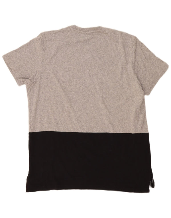 Adidas Hombre Camiseta Gráfica Top XL Gris Colorblock Algodón