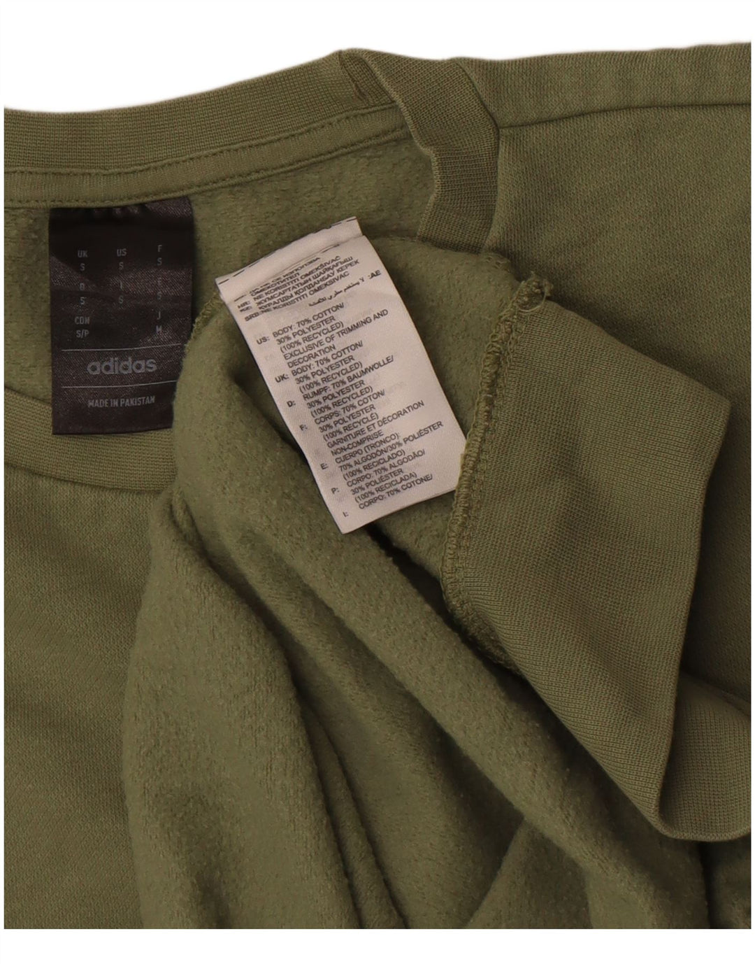 Adidas Hombre Sudadera Jumper Small Verde Algodón