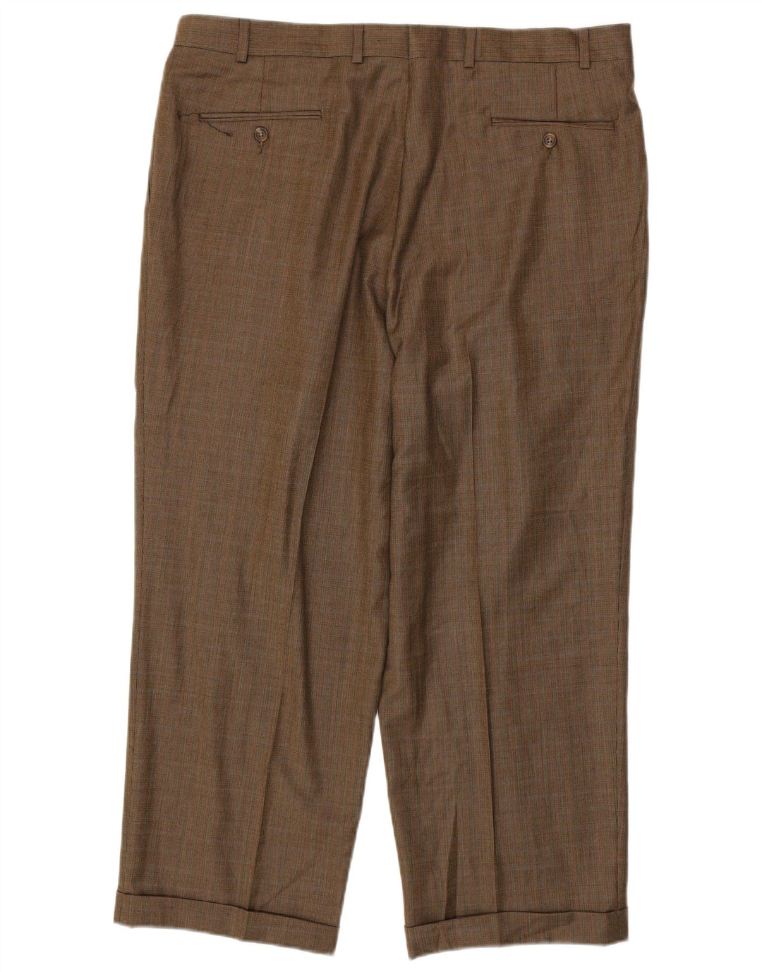 RALPH LAUREN Pantalón de traje con pinzas para hombre W38 L27 Lana de pata de gallo marrón