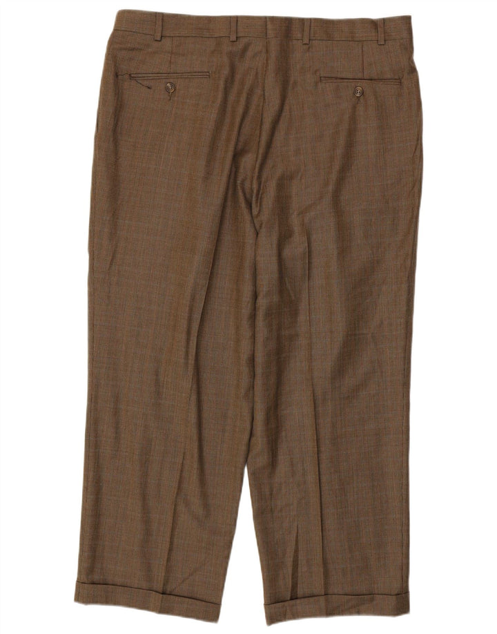 RALPH LAUREN Pantalón de traje con pinzas para hombre W38 L27 Lana de pata de gallo marrón