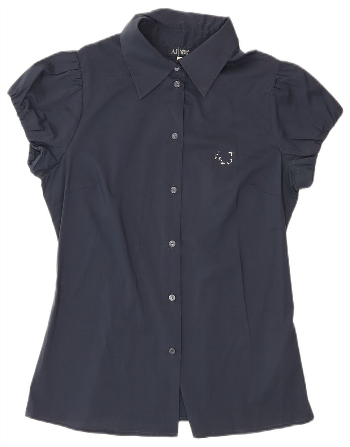 Armani Blusa camisera para mujer EU 40 Medio Azul marino Algodón
