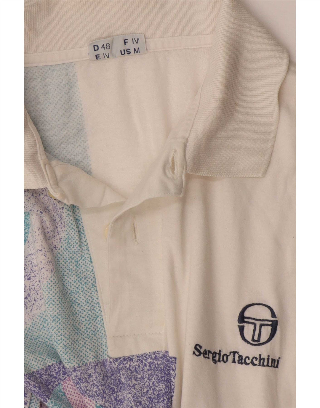 Sergio Tacchini Polo Hombre Blanco Medio Geométrico