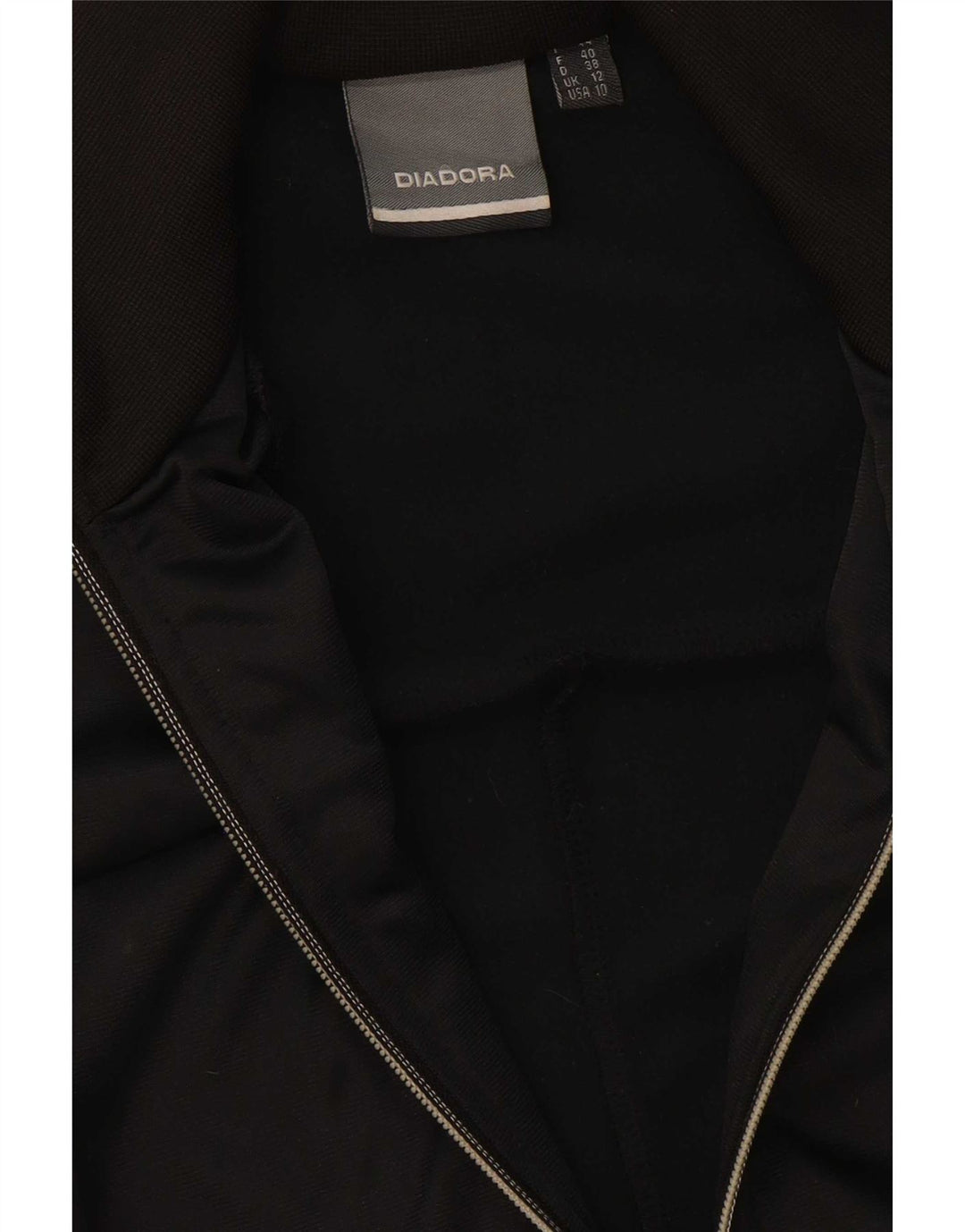 Diadora Chaqueta superior de chándal con gráfico para mujer UK 40 Mediano Poliéster negro