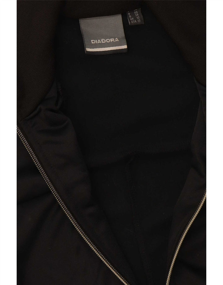 Diadora Chaqueta superior de chándal con gráfico para mujer UK 40 Mediano Poliéster negro