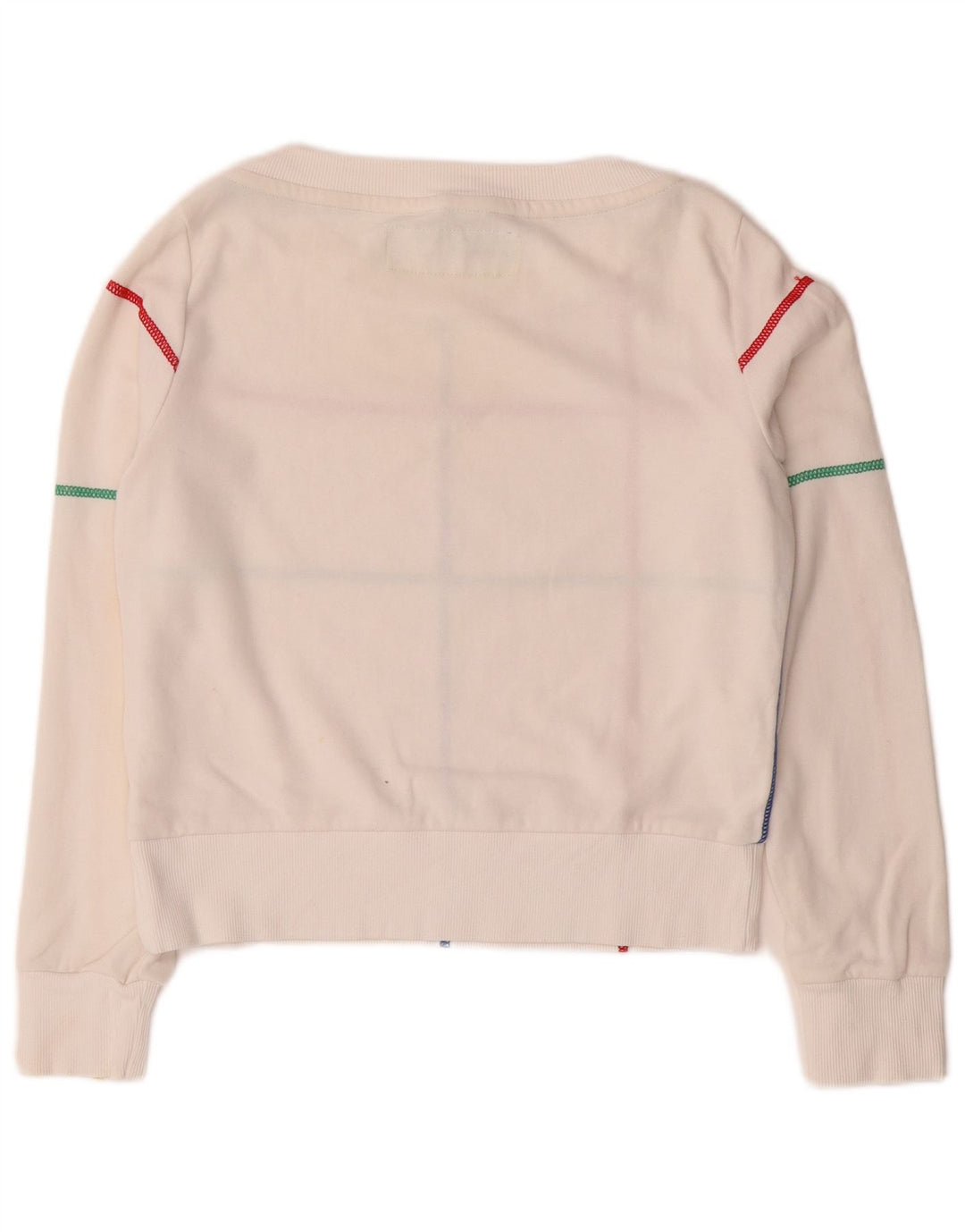 BENETTON Sudadera corta para mujer Jersey UK 10 Small White Stripes