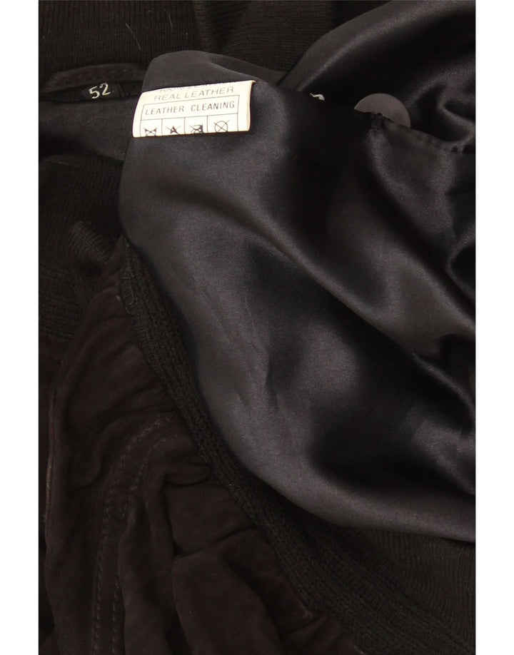Vintage hombres ante bomber chaqueta IT 52 XL cuero negro