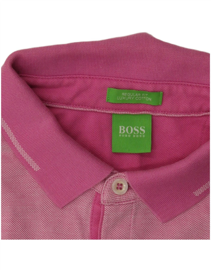 Hugo Boss Hombre | Polo de corte regular de algodón moteado en rosa medio