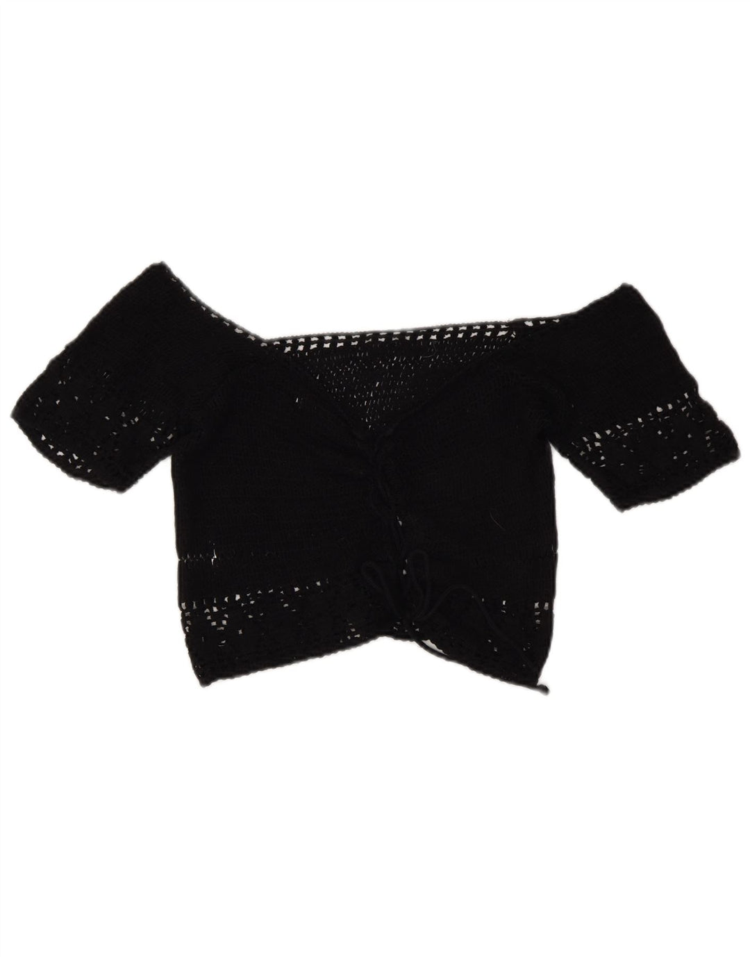 Pull & Bear Top corto de croché con hombros descubiertos para mujer Reino Unido 44 Mediano Negro