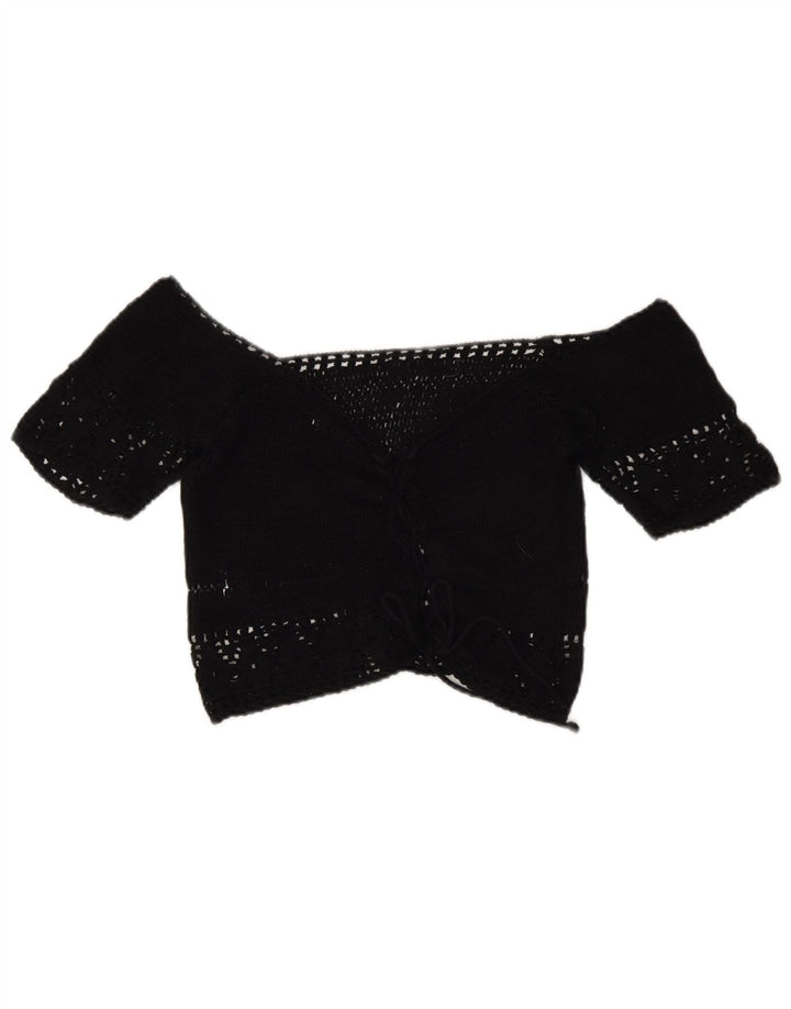 Pull & Bear Top corto de croché con hombros descubiertos para mujer Reino Unido 44 Mediano Negro