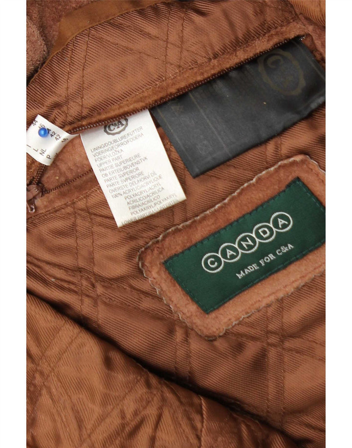 C&A Abrigo cortavientos de gamuza Canda para mujer UK 46 Cuero marrón grande
