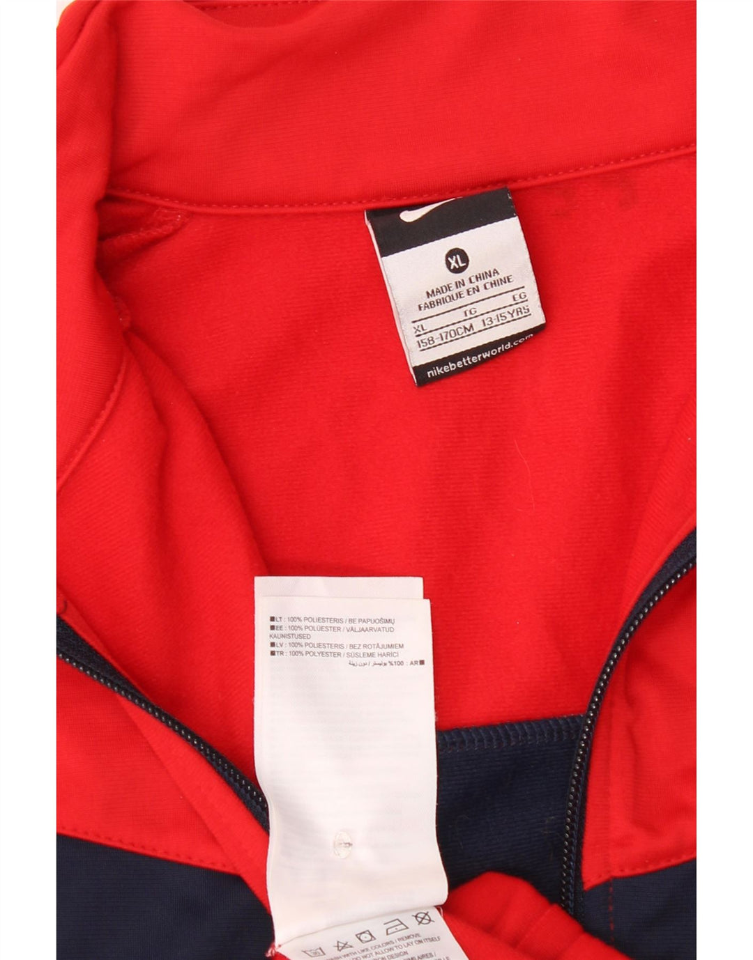 Nike Chaqueta de chándal para niños 13-14 años XL Rojo Colorblock Poliéster