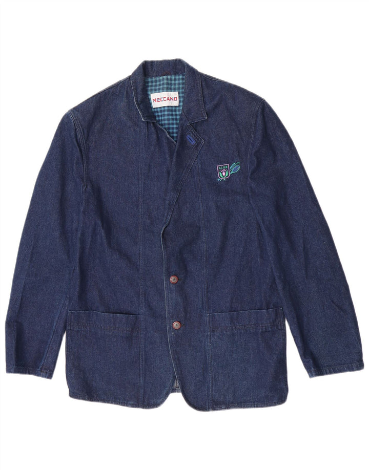 Meccano Chaqueta tipo blazer vaquera con 2 botones para hombre UK 38 Medium Azul marino Algodón