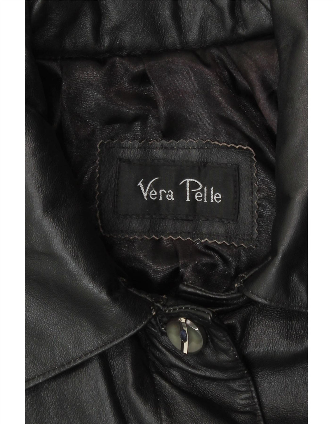 Vintage mujeres suelta ajuste cuero abrigo Reino Unido 14 cuero negro medio