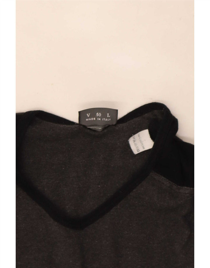Roccobarocco Hombre Camiseta Top Grande Gris Colorblock Algodón
