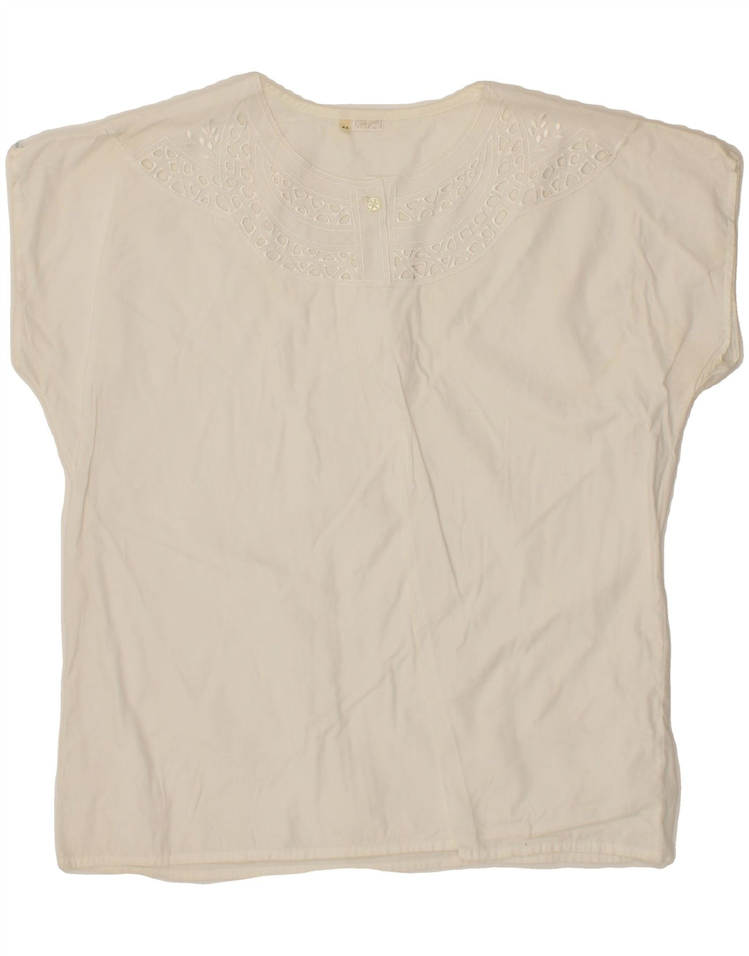 VINTAGE Womens Blouse Top IT 44 Medium White Floral Vintage Vintage and Second-Hand Vintage from Messina Hembry 