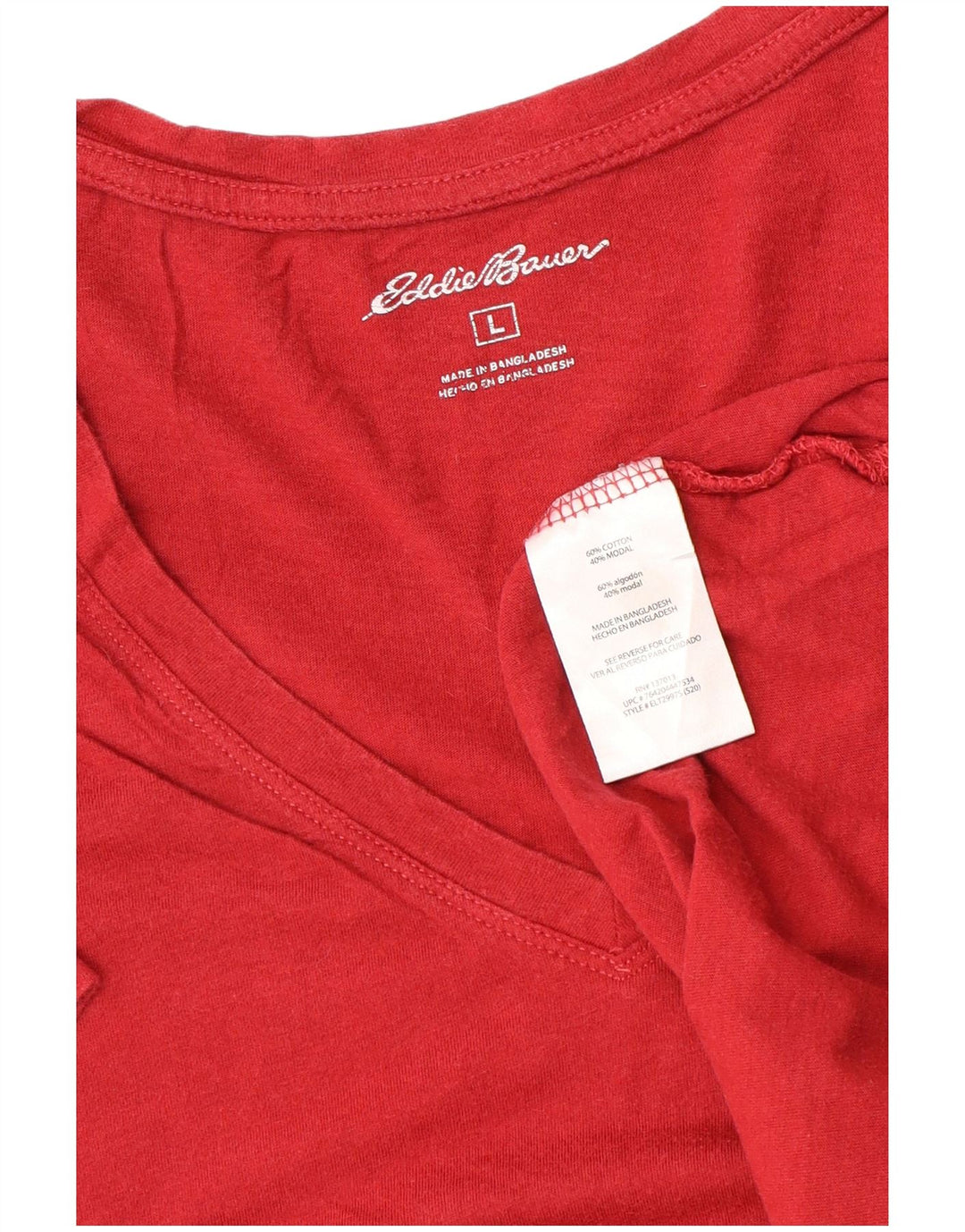 EDDIE BAUER Camiseta para mujer Top UK 16 Large Red Cotton