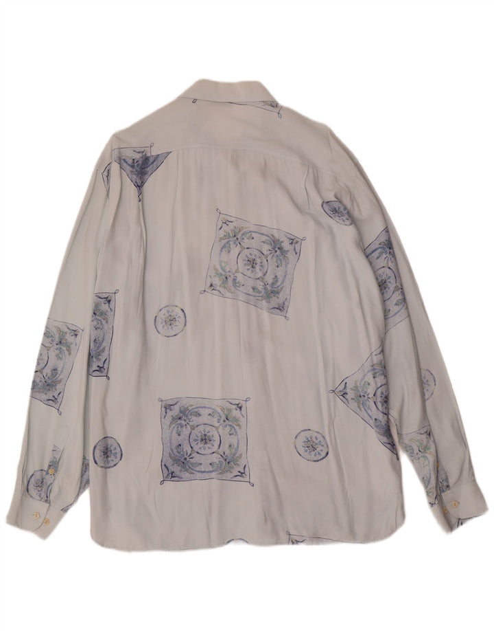 Camisa VINTAGE Hombre XL Viscosa Geométrica Azul