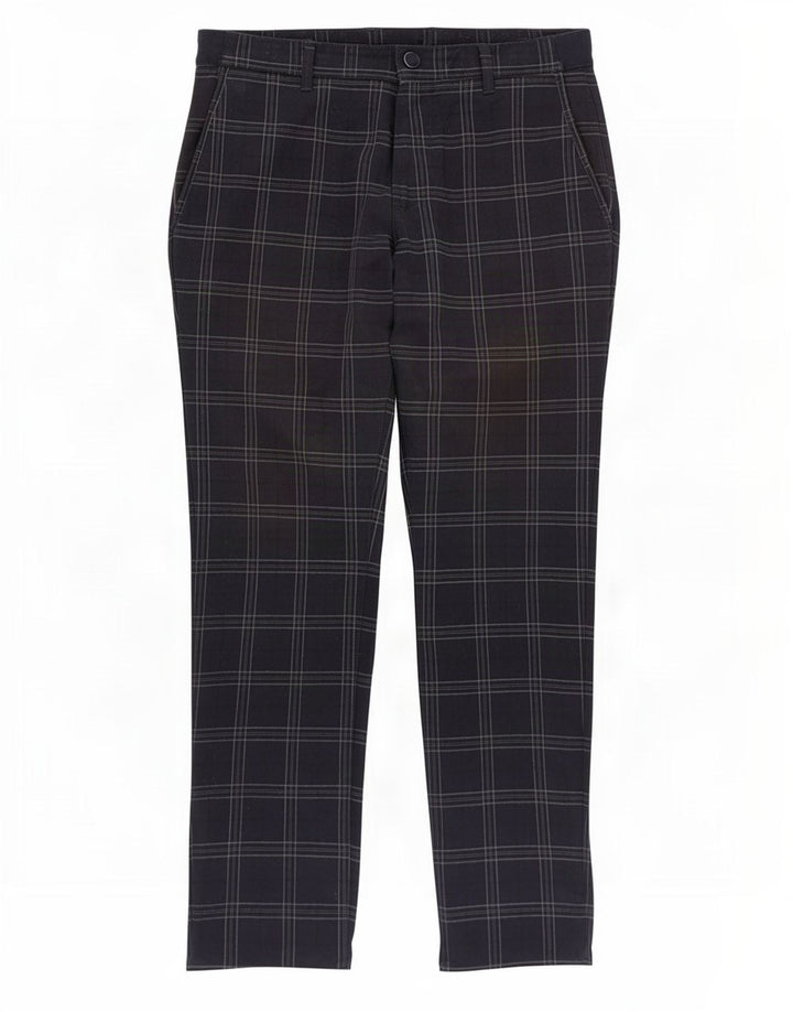 Zara Mujer Pantalón Chino Slim Medium W31 L29 Poliéster A Cuadros Azul Marino