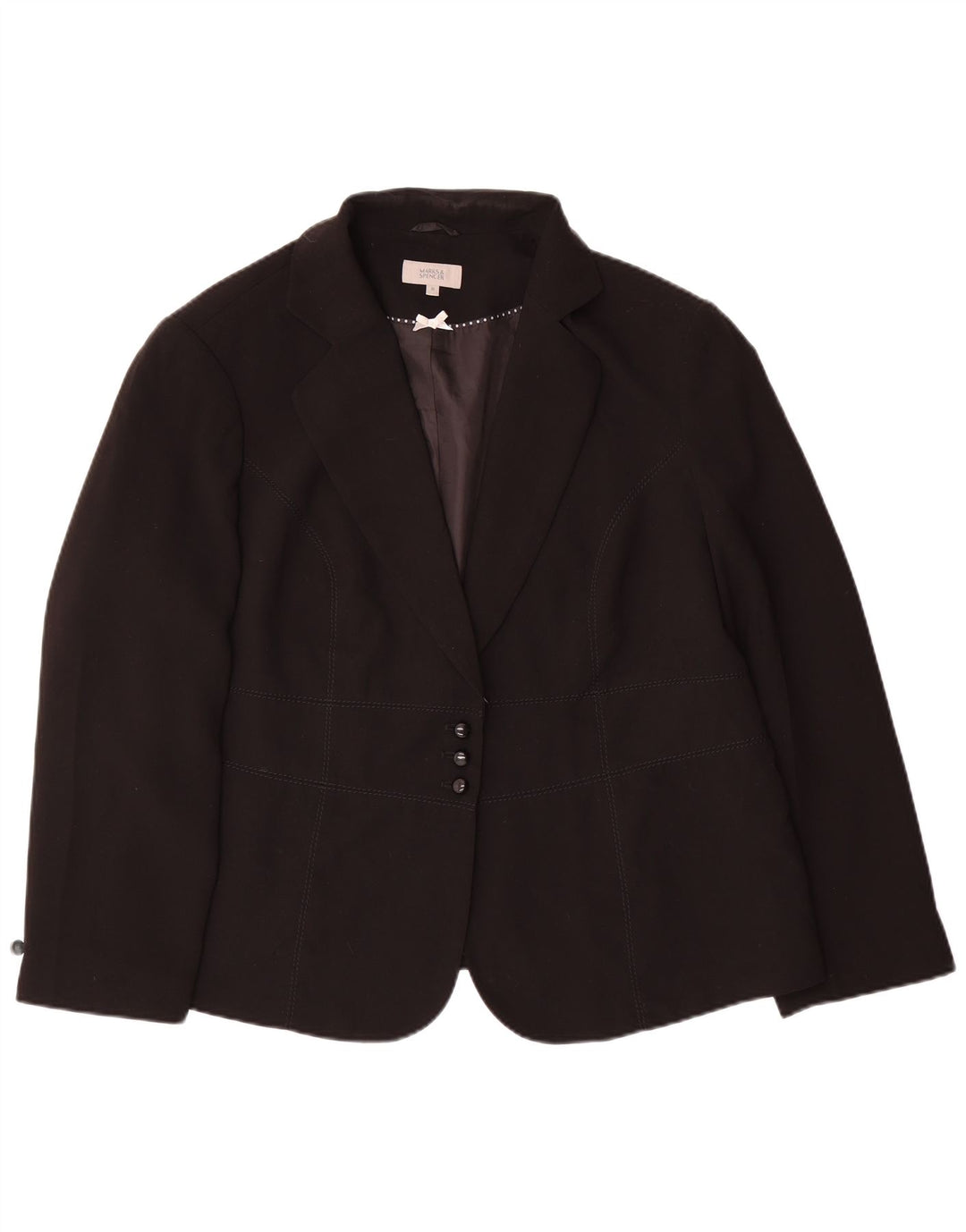 Marks & Spencer Chaqueta tipo blazer de 3 botones para mujer UK 20 2XL Poliéster negro