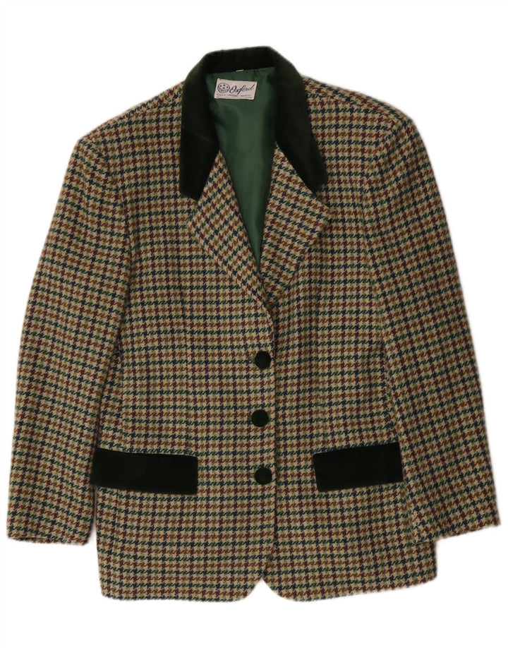 Chaqueta tipo blazer de 3 botones para mujer Oxford UK 40 Lana de pata de gallo verde medio