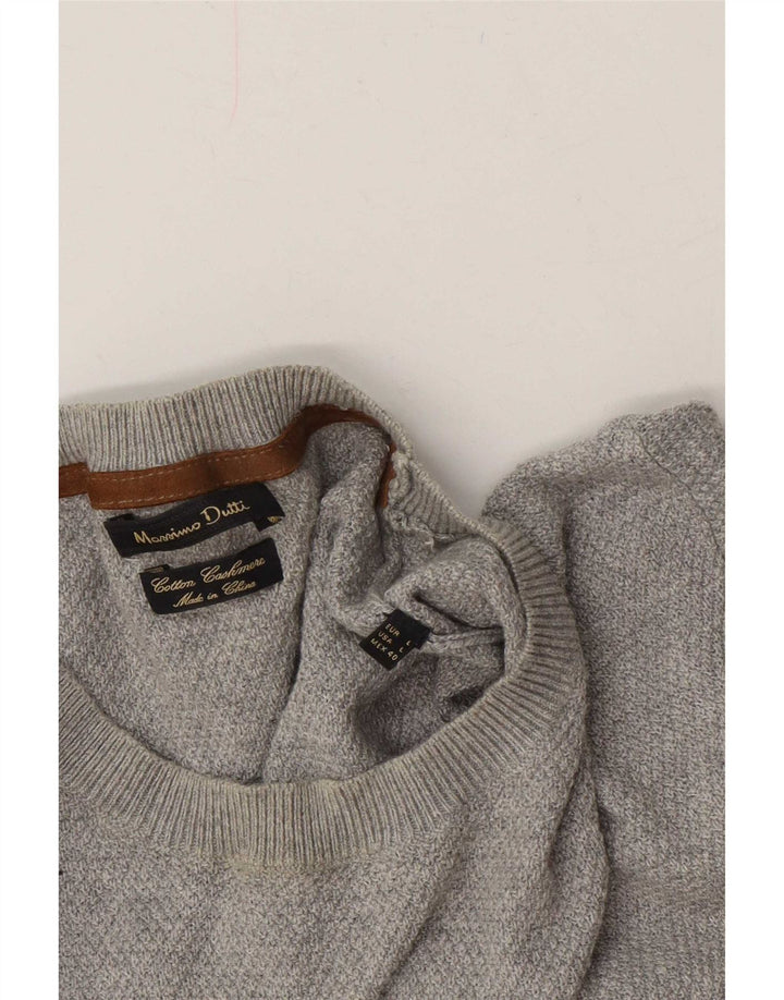 Massimo Dutti Jersey Cuello Redondo Hombre Large Gris Algodón