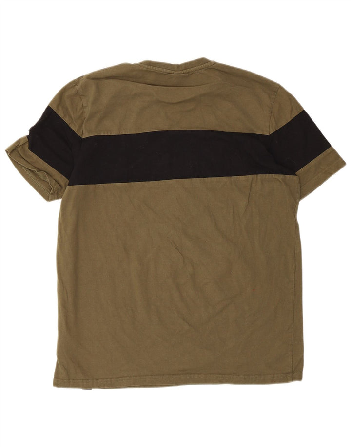 Ellesse Hombre Camiseta gráfica Top Medium Khaki Colorblock Algodón