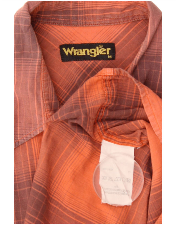 Wrangler Camisa De Manga Corta Para Hombre Algodón A Cuadros Naranja Medio