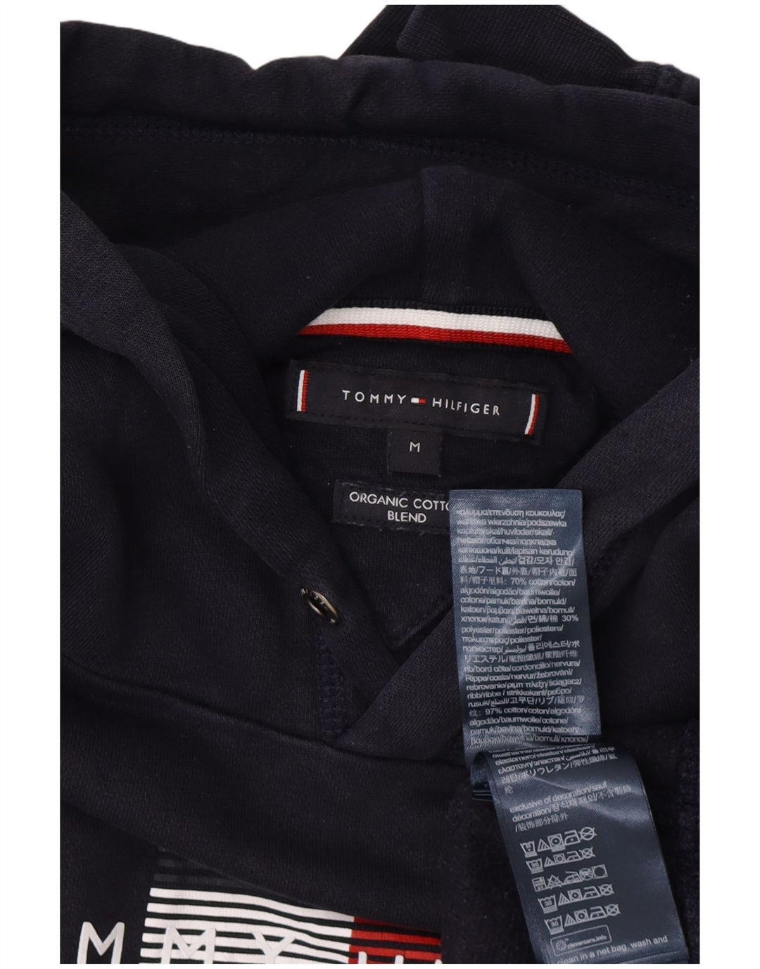 Tommy Hilfiger Jersey con capucha gráfica para hombre de algodón azul marino mediano