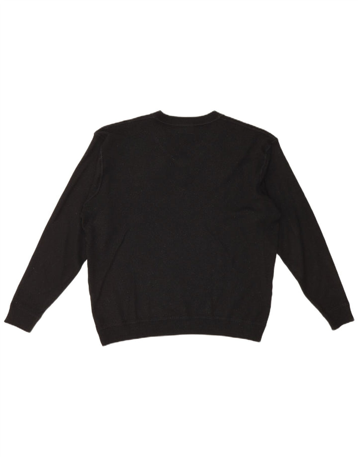 Lacoste Jersey con cuello en V para hombre talla 8 3XL lana negra