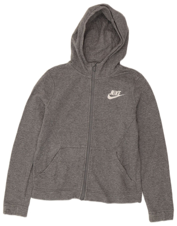 Nike Sudadera con capucha y cremallera para niñas 12-13 años Grande Gris Algodón