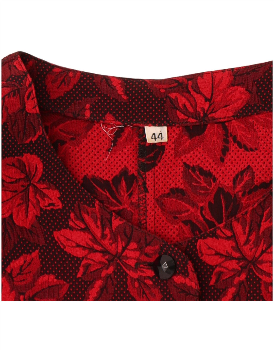 Vintage mujer Cardigan Top IT 44 Medio Rojo Floral Viscosa