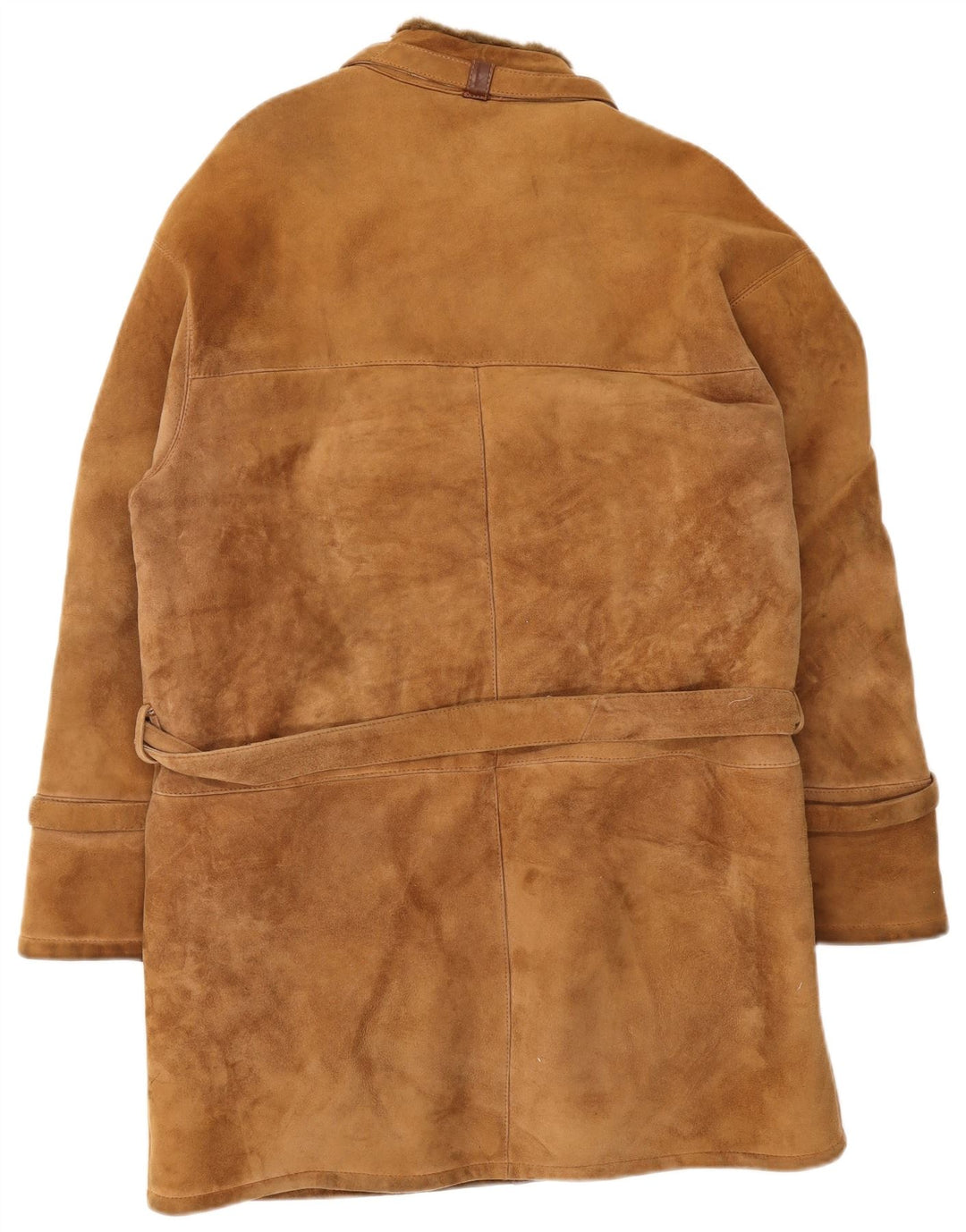 Vintage hombres shearling abrigo Reino Unido 36 pequeño marrón