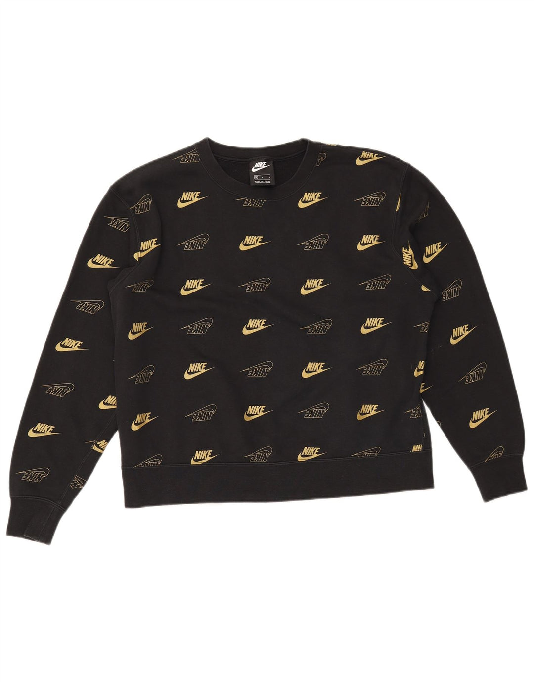 NIKE Sudadera gráfica para mujer, talla 40, talla mediana, algodón negro