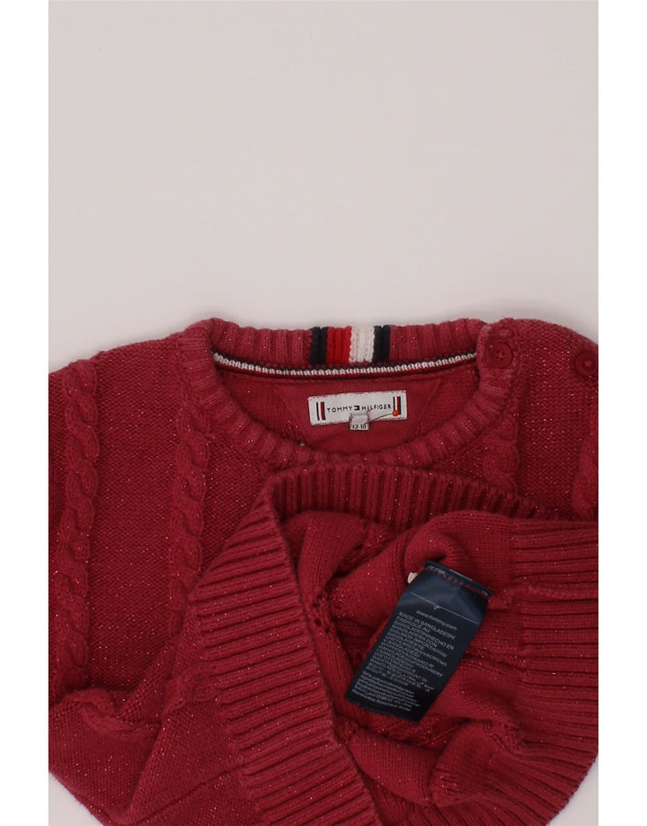 TOMMY HILFIGER Jersey con cuello barco para bebé niña 12-18 meses Borgoña