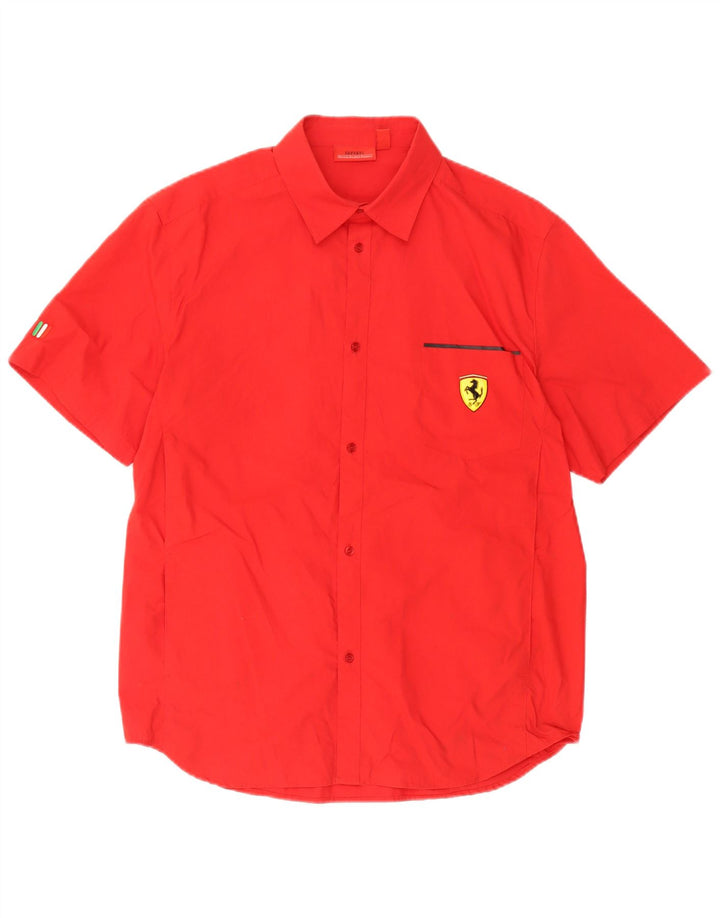 Camisa Ferrari de manga corta para hombre de algodón rojo grande