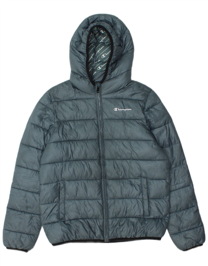 Champion Chaqueta acolchada con capucha para hombre UK 36 Small Poliéster azul