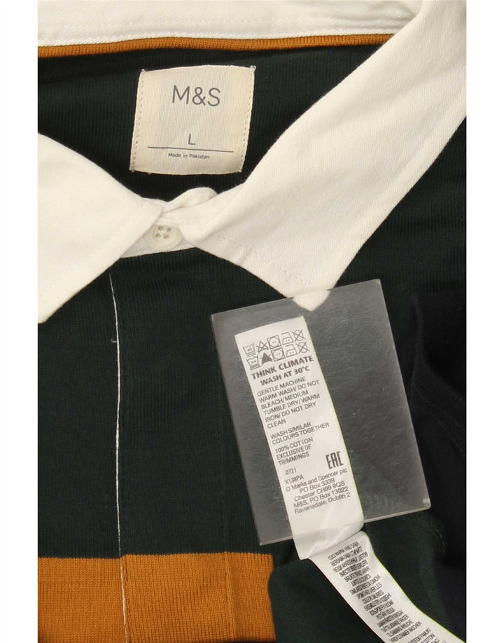 Marks & Spencer Polo de rugby para hombre, talla grande, multicolor, a rayas