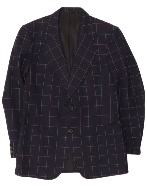 Facis Chaqueta tipo blazer de 2 botones para hombre IT 52 XL Lana a cuadros azul marino