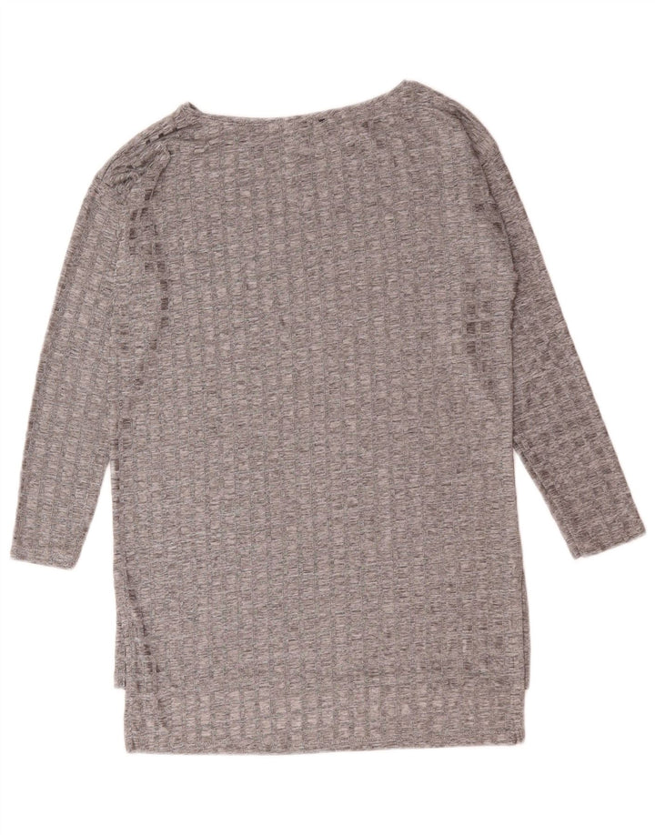 Zara Mujer Top Túnica De Manga Larga UK 10 Small Grey Check