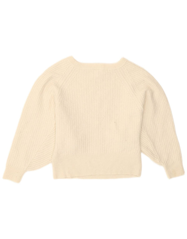 John Lewis Suéter corto con cuello barco y alas de murciélago para mujer UK 8 Small White