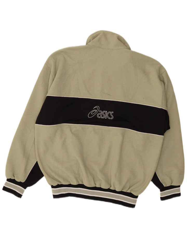 ASICS Mens Graphic Chándal Top Chaqueta Grande Verde Colorblock Poliéster