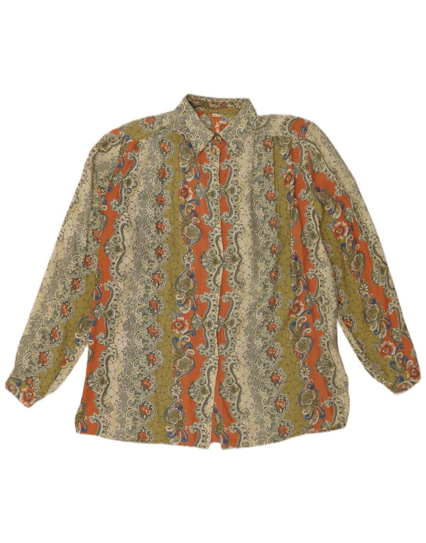VINTAGE Blusa camisa de gran tamaño para mujer EU 40 Paisley multicolor medio