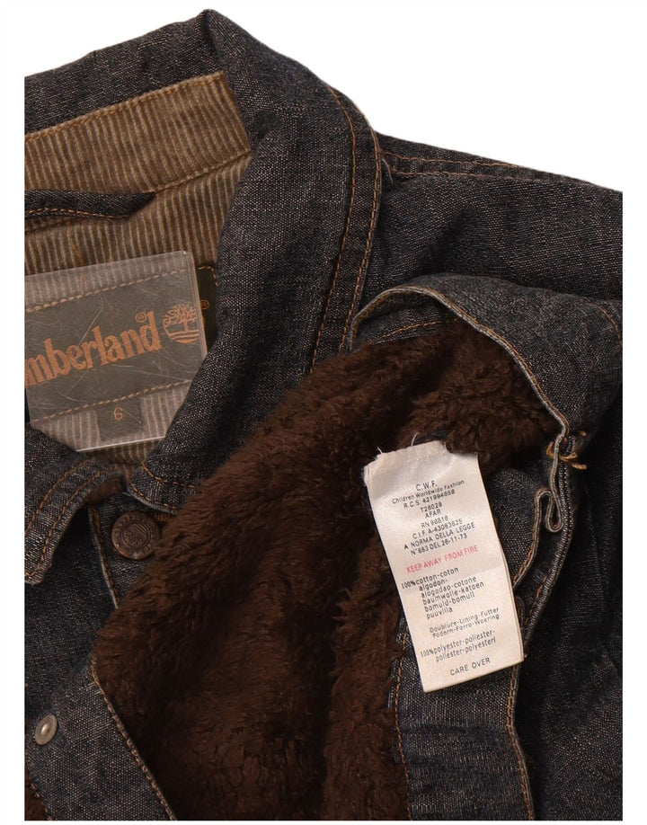 TIMBERLAND Boys Denim Jacket 5-6 Years Navy Blue Cotton