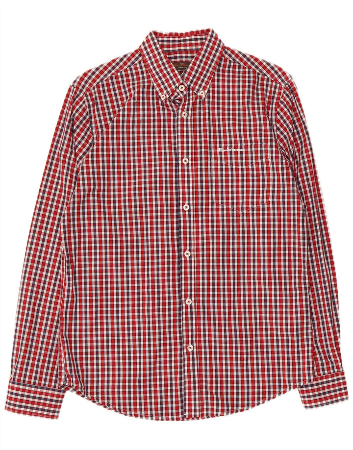 Camisa Ben Sherman Hombre Algodón Cuadros Rojos Pequeños