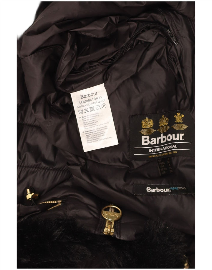 BARBOUR Chaqueta acolchada con capucha para mujer UK 8 Small Poliamida negra