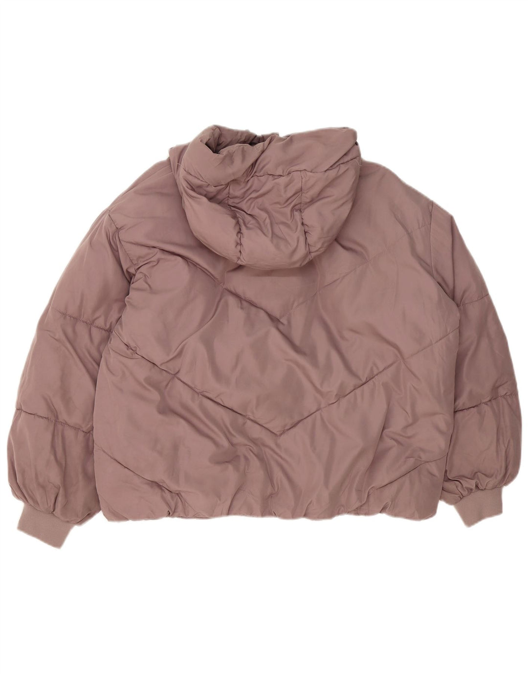 Zara Mujer Chaqueta Acolchada Extragrande Con Capucha UK 6 XS Poliéster Morado