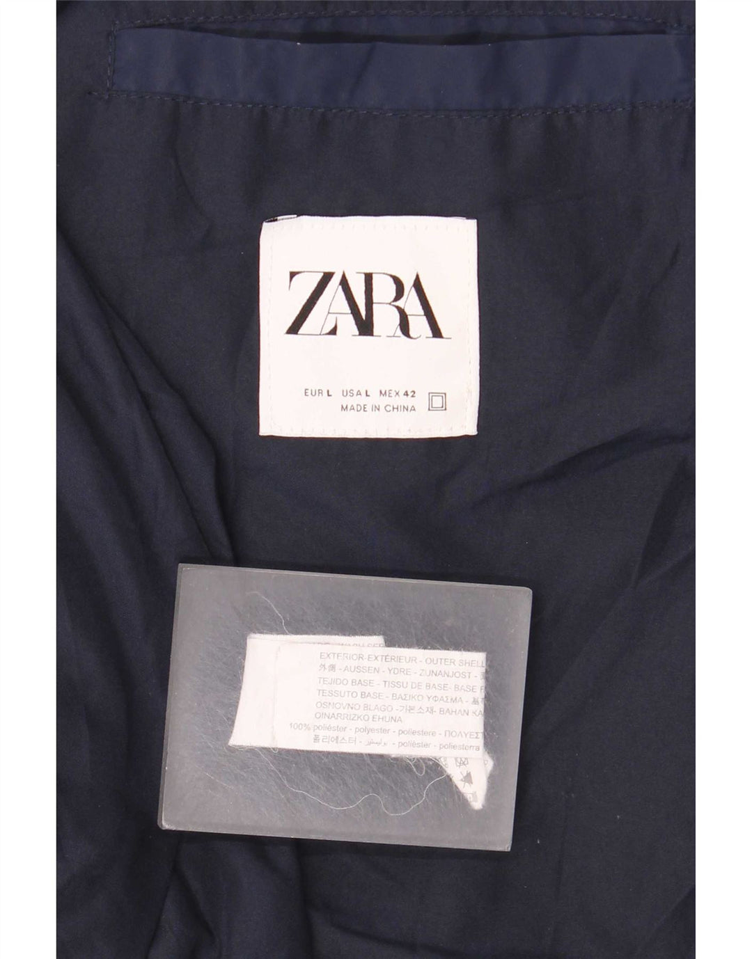 Zara Chaqueta Bomber para Hombre UK 40 Grande Poliéster Azul Marino